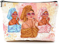 Cute Makeup Bag for Purse Canvas Waterproof Funny Cosmetic Bags for Women Zipper Travel Toiletry Pouch-Fashion Clipart African American Makeup Bags