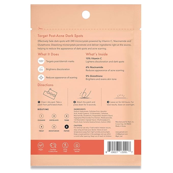 Rael Pimple Patches, Miracle Microcrystal Vitamin C Dark Spot Cover - Hydrocolloid Patch with Glutathione and Niacinamide, Korean Skin Care (9 Count)