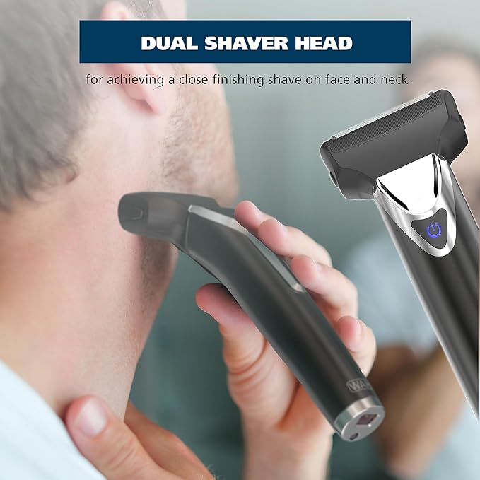 WAHL USA Stainless Steel Lithium Ion 2.0+ Slate Beard Trimmer for Men - Electric Shaver, Nose Ear Trimmer, Rechargeable All in One Men's Grooming Kit - Model 9864
