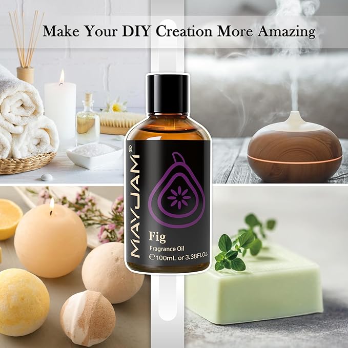 MAYJAM 100ML/3.38FL.OZ Fig Fragrance Oils with Glass Dropper, Essential Oils for Diffusers for Home, Long Lasting Scented Oils for Diffusers Soap Candle Making