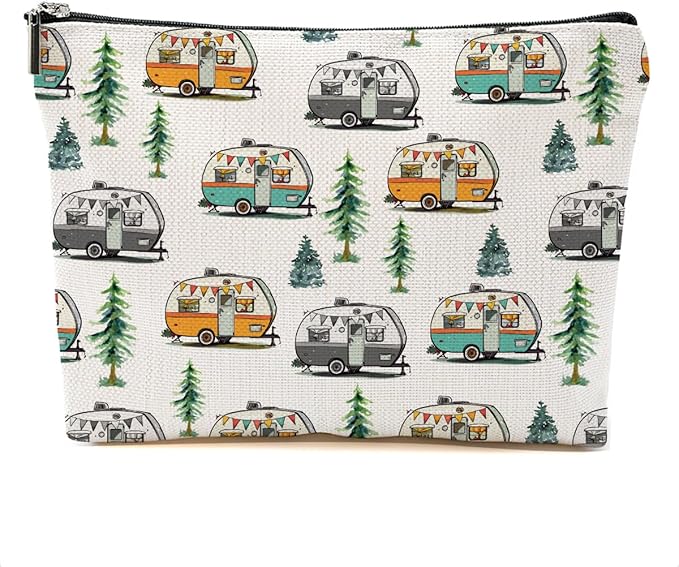 Camping Gifts for Women Camping Makeup Bag Camper Cosmetic Bag for Women Girls Camper Lovers Best Friend Daughter Travel Organizer Zipper Pouch Graduation Birthday Friendship Gifts