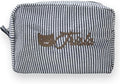 Custom Makeup Bag Personalized Cosmetic Bag Cute Seersucker Travel Toiletry Bag for Women Embroidered Bag Organizer for Bride Makeup Bag Gift Balck