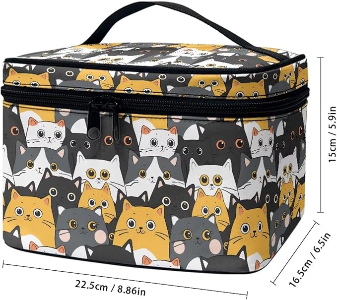 JoyLamoria Cute Cat Print Makeup Bag Pouch Cosmetic Bag Toiletry Bag Desk Cosmetics Pouch Storage Decor