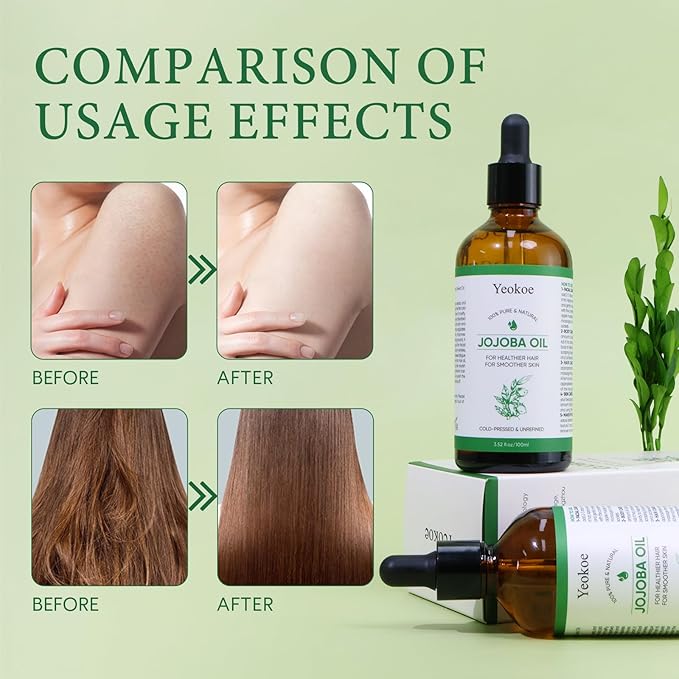 Jojoba Oil Pure Cold Pressed Unrefined Gua Sha for Healthier hair Smoother skin Base Carrier Moisturizing Oil 3.52oz 100ml