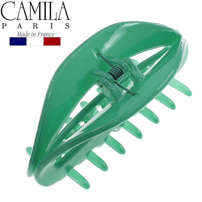 Camila Paris CP2581 French Hair Clip for Women, Green, Girls Hair Claw Clip Jaw Fashion Durable and Styling Hair Accessories for Women, Luxury Ladies Strong Hold No Slip Grip Clamp, Made in France