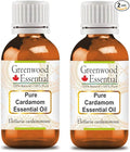 Greenwood Essential Pure Cardamom Essential Oil (Elettaria cardamomum) Steam Distilled (Pack of Two) 100ml X 2 (6.76 oz)