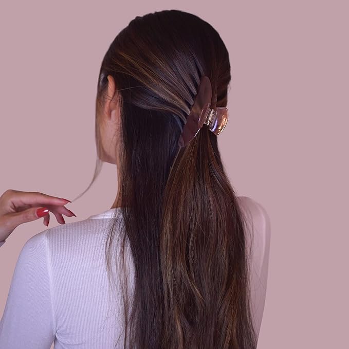 Premium Durable Acetate Hair Clip for Women - Large No Slip Claw Clip for Thick Hair | 1 Piece (Mocha)