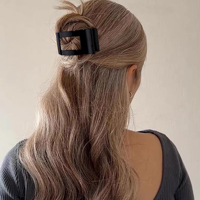 Velscrun Flat Hair Clips for Women Girls, Matte Lay Flat Claw Clips, Strong Hold Large Side Hair Clip All Hair Types, French Duck Billed Non Slip Grip Daily Styling Hair Jaw Claw Clip Natural Color