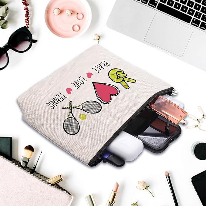 Tennis Gifts Tennis Makeup Bag Pouch, Inspirational Tennis Gifts for Women, Gifts for Tennis Lovers Players Birthday Gift for Coach