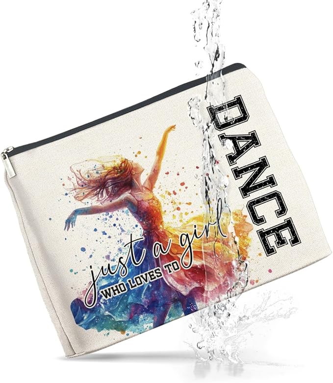 Makeup Bag Dance Lovers Gifts for Women Dancer Teacher, Just a Girl Who Loves Dance Cosmetic Bag Zipper Makeup Pouch