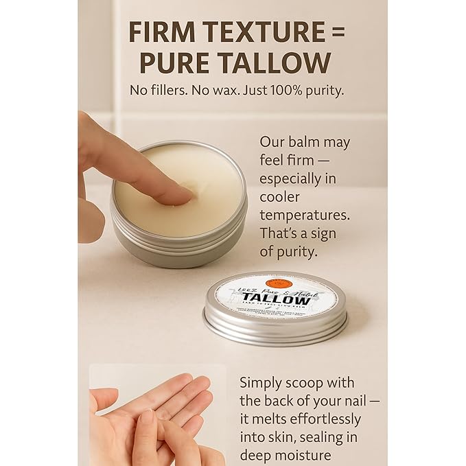 Halal Grass Fed Beef Tallow For Skin – 70g Organic Beef Tallow Moisturizer – Beef Tallow Face Moisturizer & Beef Tallow Face Cream – Pure Beef Tallow Balm with Lavender & Cedarwood