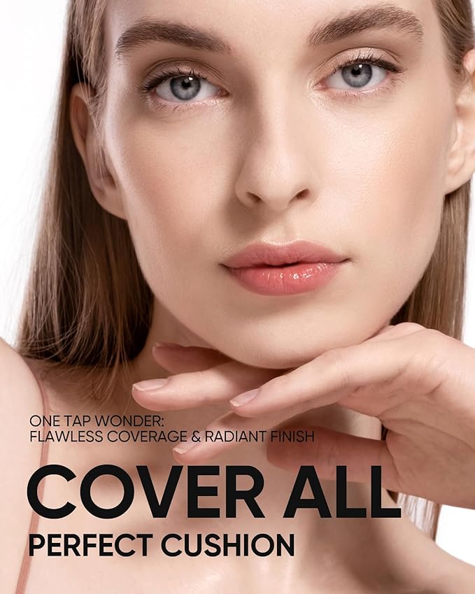 Full Coverage Cushion Foundation, Weightless, Skin Fit, Satin Glow Finish, Oil-Control Waterproof Foundation, Sweatproof Flawless,Korean Makeup,Tattoo Cover Up, Buildable(#00N Natural Porcelain)