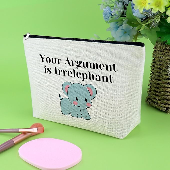 Elephant Gifts Elephant Lover Gifts Makeup Bag Elephant Themed Gifts for Women Elephant Inspirational Gifts Thank You Gift for Elephant Breeder Friend Animal Lover Birthday Gifts Cosmetic Pouch