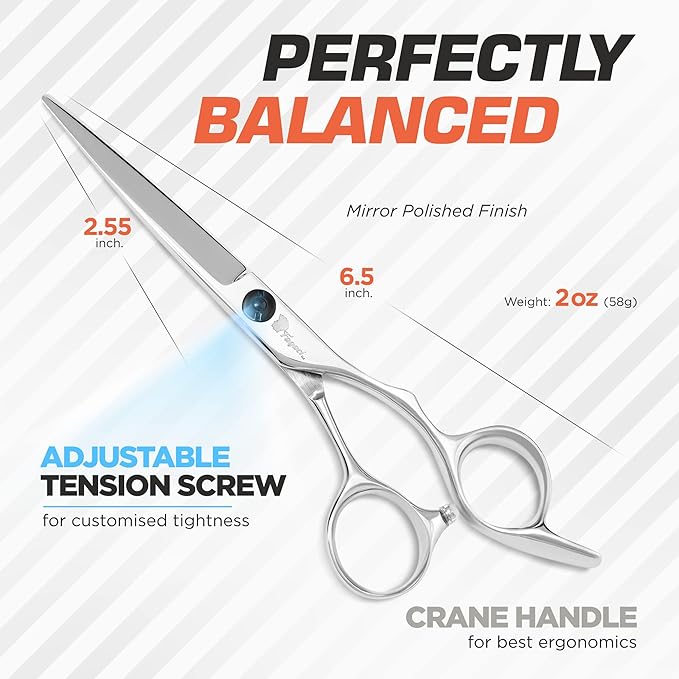 Fagaci Professional Hair Scissors 6” Extremely Sharp Blades, Fine Cutting Blades, Hair Cutting Scissors Professional, Hair Shears, Barber Scissors Set for Men and Women, Haircut Scissors Hair Kit