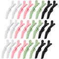 Ondder 24 Pack Alligator Hair Clips for Hair Styling, Coloring and Cutting - Salon Pro Sectioning Clips for Barbers, Women, Men, and Teens - Black, White, Pink, Green