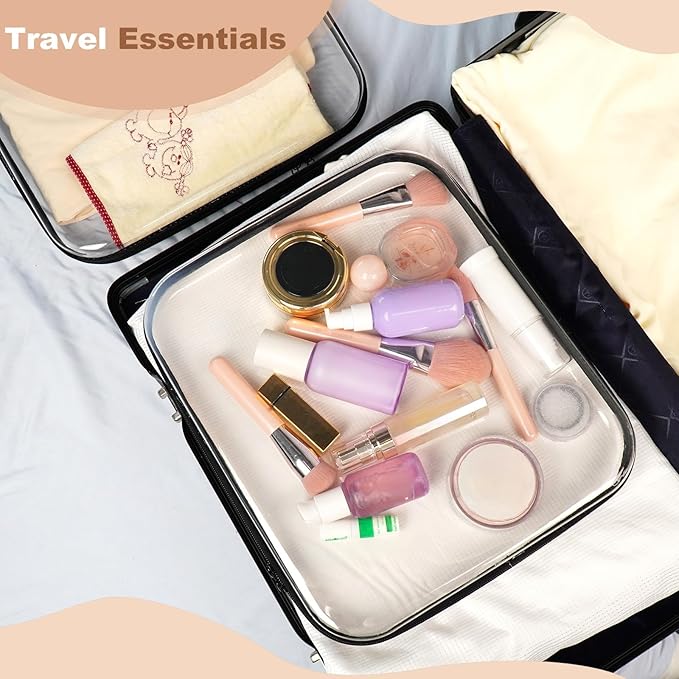 3pcs Clear Hard Shell Zipper Case, Transparent Hard Plastic Zipper Pouches, Portable Travel Organizer, Clear Toiletry Bag, Craft and Arts Organizer, Toy Storage Bins, Stackable Hard Side Plastic Case