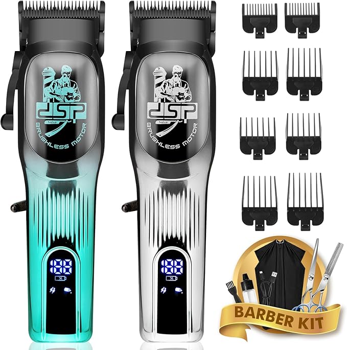 DSP Professional Hair Clipper for Men, Brushless Motor with 4CR DLC+Ceramic Blade, Rechargeable Cordless Hair Cutting Kit- Gift for Men, Pack of 2