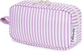 Narwey Small Makeup Bag for Purse Travel Makeup Pouch Mini Cosmetic Bag Zipper Pouch for Women (Purple Stripe, Small)