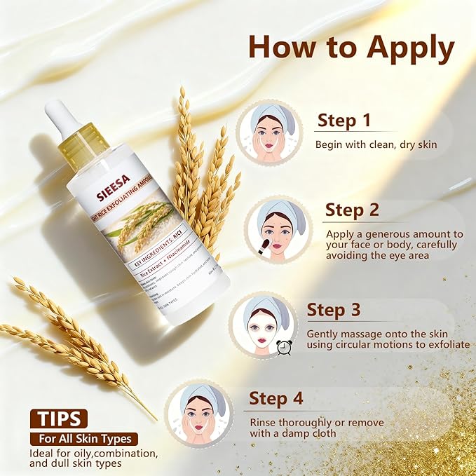 Peel Shot Glow White Rice Peeling Ampoule, Rice Extract Exfoliating Serum Dead Skin Care for Face and Body Scrub, Gentle Skincare, Pore Refiner & Deep Hydration for All Skin Types（80ML/2.71 Fl Oz）