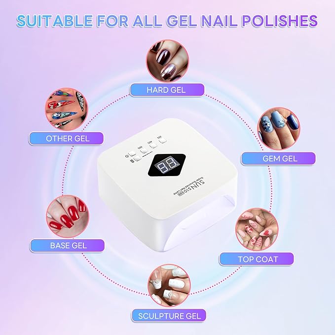 Cordless Nail Lamp 120W Rechargeable UV Light for Gel Nails LED Nail Dryer with 3 Timer Modes Perfect for Salon and Home Use Portable Cordless Design Continuous Use Up to 4-5 Hours(S10)