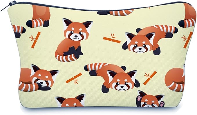 Cute Travel Makeup Bag Cosmetic Bag Small Pouch Gift for Women (Red Panda)