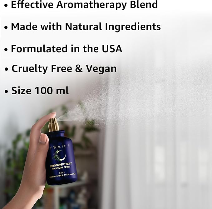 Clearing Sage Smudge Spray Mist Spiritual Aromatherapy for Stress Relief Success Prosperity Frankincense Rose Natural Essential Oils Destress Gift