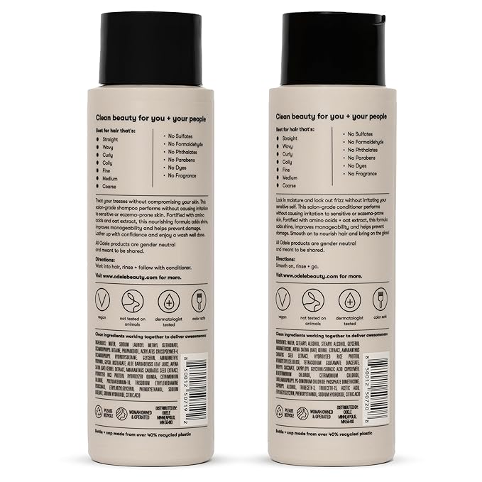 Odele Sulfate-Free Ultra-Sensitive Shampoo & Conditioner Gift Set for Extra Gentle Cleansing and All Hair Types, 13 Fl Oz Each (2-Pack)