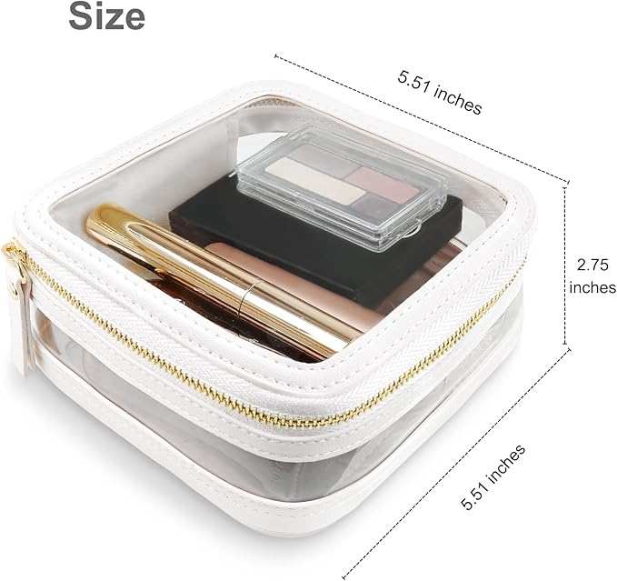Clear Makeup Bag Travel Size Toiletry Bag Organizer Case Quality PU Leather Transparent Small Cosmetic Bag Car Bag for Essentials with Durable Zipper