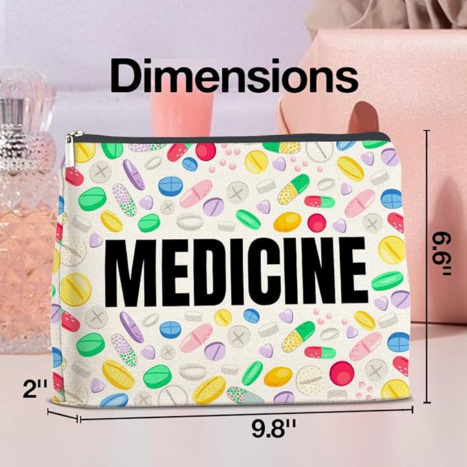 Medicine Cosmetic Bag Gifts for Women Friends Doctor Nurse Healthcare Professionals Colorful Medical Makeup Bag Zipper Pouch