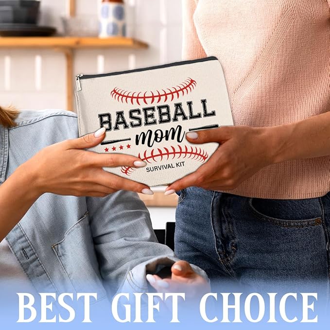 Baseball Mom Gift Makeup Bag for Women, Cosmetic Snack Bag for Baseball Lovers Team Players Coach Mother Travel Toiletry Pouch for Purse
