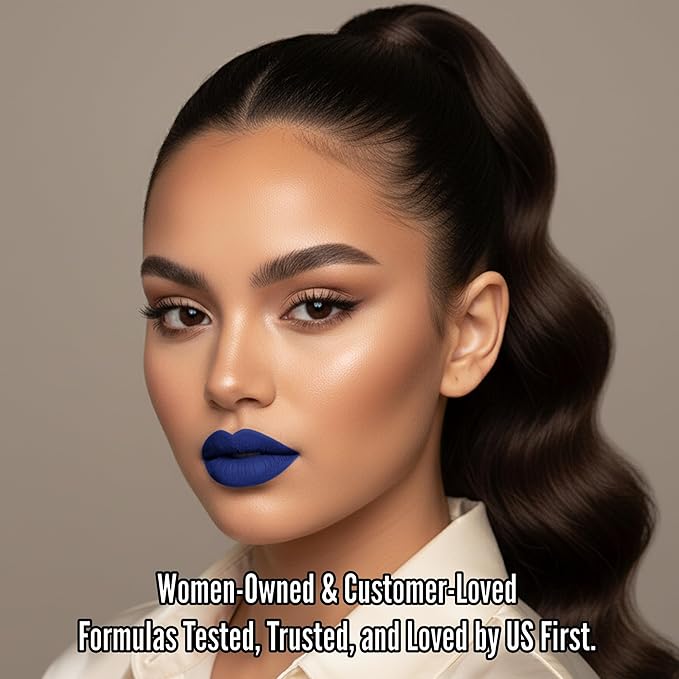 Mynena Blue Long Lasting Lipstick for Women Waterproof & Transfer-Proof | Hydrating with Shea Butter | Bold Pigment Intense Matte Color Lip Stain | Talc-Free & Vegan Product that Performs | Mavi