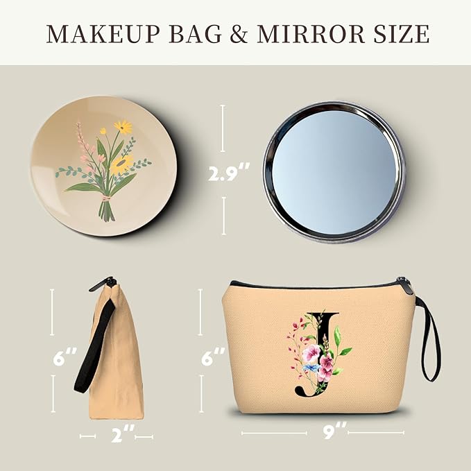 Birthday Inspirational Bridesmaid Proposal Team Small Gifts for Women Mom Aunt Teacher Sister Coworkers Makeup Cosmetic Bag Travel with Mirror Mothers Day Christmas Graduation J
