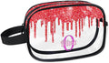 Custom Clear Travel Cosmetic Bag with Name, Personalized Transparent Large Capacity Weekend Toiletry Bag Portable Bathroom Makeup Organizer, Shiny Sparkly Fluid Shape Red Glittering