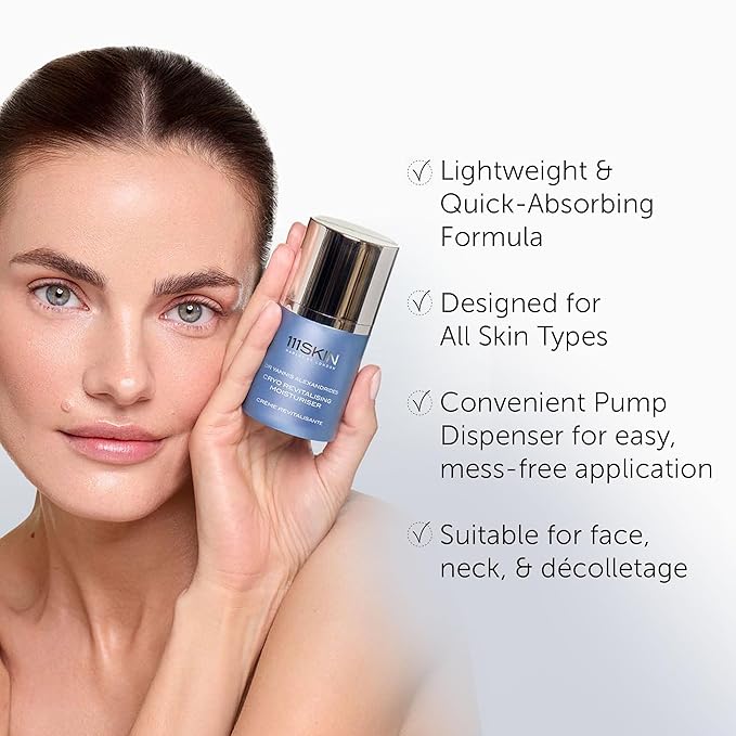 111SKIN Cryo Revitalising Moisturiser, Hydrating Gel Face Cream with Hyaluronic Acid, Ginseng Complex & ATP for Skin & Neck, Firming & Tightening Daily Face Moisturizer for All Skin Types, 1.69 fl oz