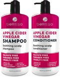 Apple Cider Vinegar Shampoo and Conditioner Set - Stop Flaky and Itchy Scalp – Sulfate Paraben Free Anti Dandruff Soothing Treatment for Dry, Oily and Damaged Hair - Intense Care for Women and Men