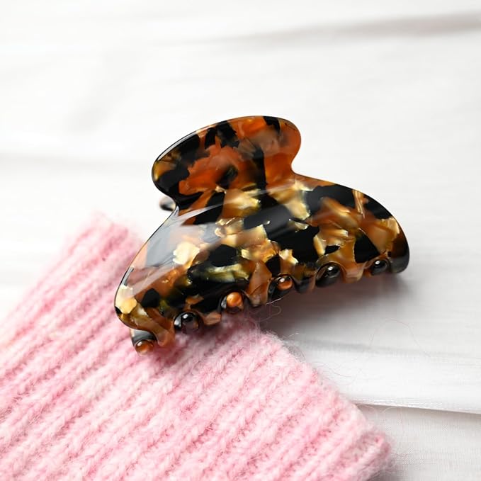 Handmade Celluloid Acetate French Design Barrettes Tortoise Shell Claws Hair Claw Luxury Fashion Accessories Hair Clip for Women (black gold)