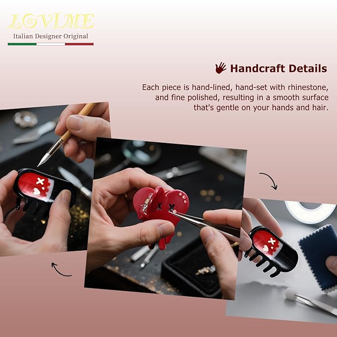 Italian Designer Original Acetate Hair Claw Clips for Women - Mini Cute Gothic Halloween Hair Accessories Bleeding Heart & Pill, Halloween Spooky, Plant-Based, Gift Boxed, 2-Pack