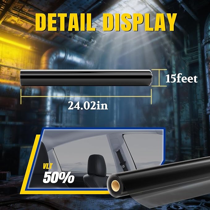 ARANA Ceramic Window Tint Car 50% Percent, Automotive 50% Window Tints Professional Privacy Film for Car Trucks, Heat Control 99% UV Block Anti Glare & Scratch 24" in x 15'Ft