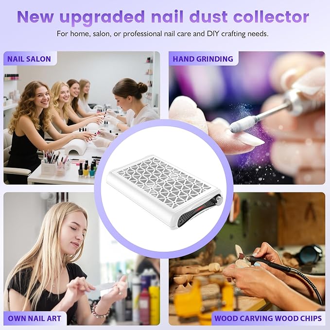Nail dust collector. 1600PA powerful suction dust collector nail tech. Vacuum Fan Dust Collector with LED display includes 30 sheets of filter paper, suitable for nail salons and home manicures
