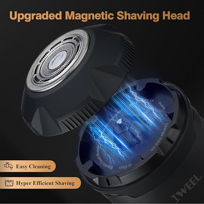 Head Shavers for Bald Men Magnetic Electric Razor Rechargeable Head and Face Shaver for Men Beard Trimmer IPX7 Waterproof Wet/Dry Bald and Skull Shavers Cordless Grooming Kit for Travel Home