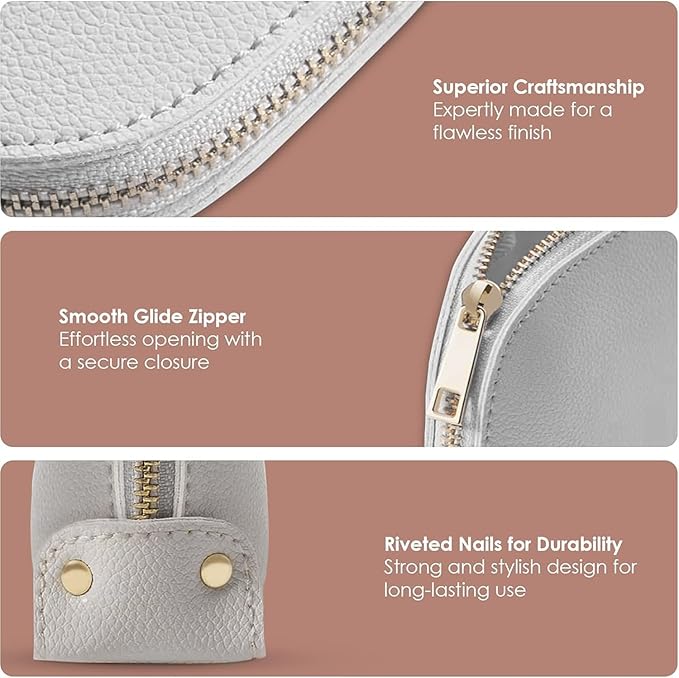 Small Makeup Bag For Purse - Elegant & Compact Cosmetic Pouch For On-The-Go Beauty - Travel Essentials (Gray)