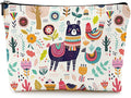 Cute Makeup Bag for Purse Canvas Waterproof Funny Cosmetic Bags for Women Zipper Travel Toiletry Pouch-Alpaca Makeup Bags-Creamy
