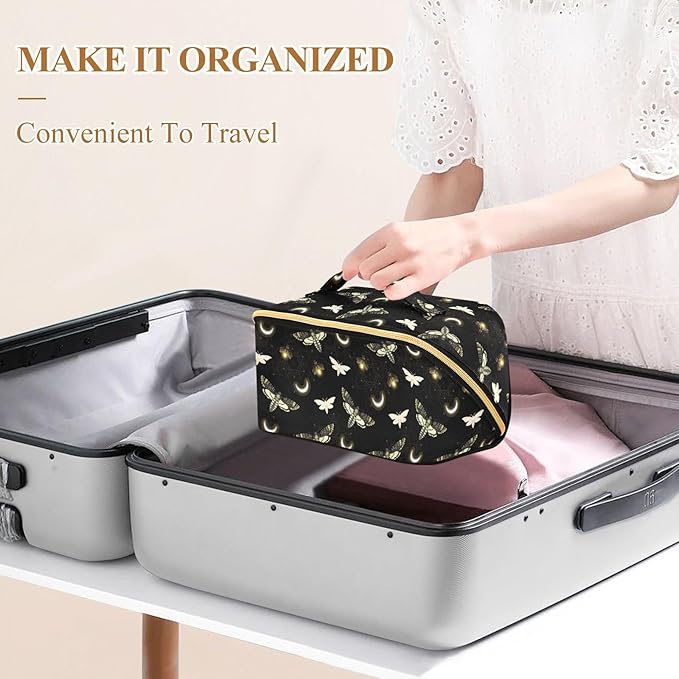 Makeup Organizer Bag, Death Moth Butterfly Travel Makeup Bags Makeup Vanity Case Large Capacity Rhombus Cosmetic Toiletry Bag for Girl Women Ladies
