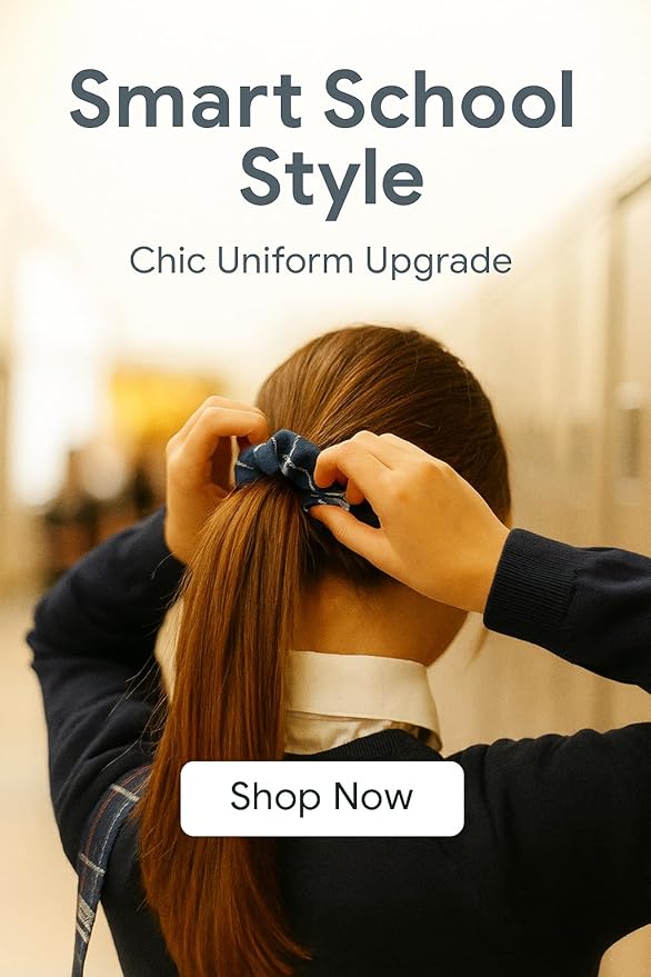 Plaid scrunchie, ClassExceed school uniform plaid, Back to school, handmade school uniform hair accessories (Navy Blue White Plaid85)