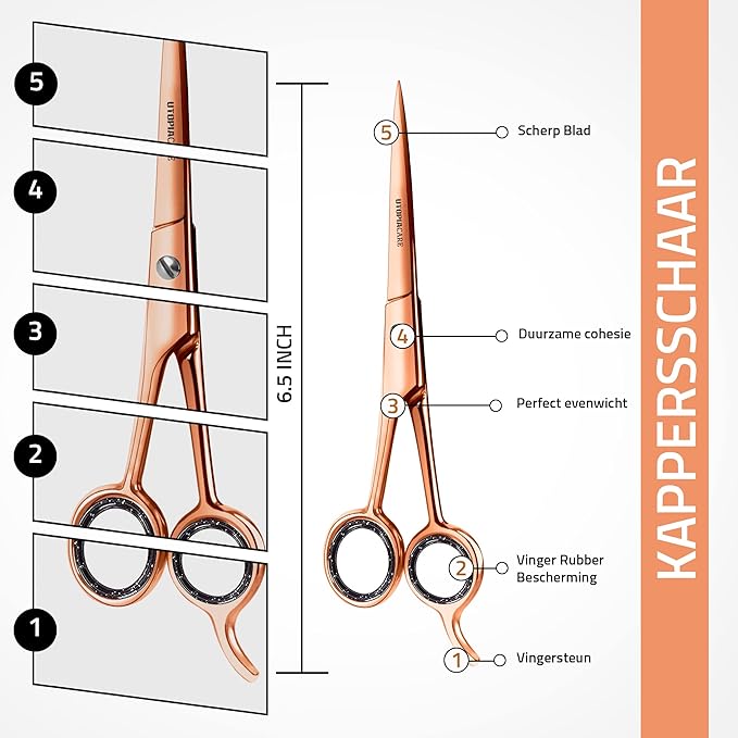Utopia Care Hair Cutting and Hairdressing Scissors 6.5 Inch, Premium Stainless Steel Shears with Smooth Razor and Sharp Edge Blades for Salons, Men, Women and Kids, Rose Gold