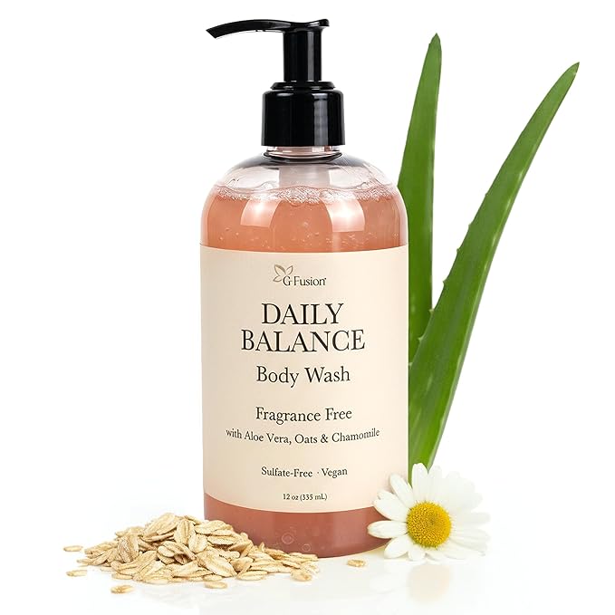 Daily Balance Body Wash – Natural Fragrance Free Cleanser – Plant-Based Hydrating Shower Gel with Oatmeal, Aloe & Chamomile – Vegan, pH Balanced, Sulfate-Free Clean Beauty Care. 12 Fl Oz (355 ML)