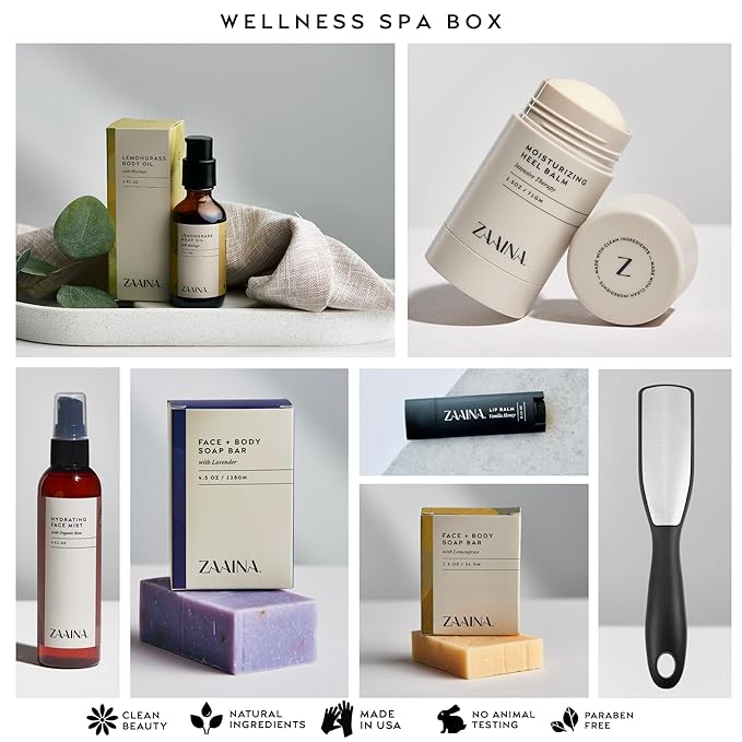 ZAAINA Luxurious Spa Set for Women - Bath Body Gift Set for Her, Relaxing Spa Gift Basket for Women, Self Care Kit, Pampering Home Wellness Bath Set