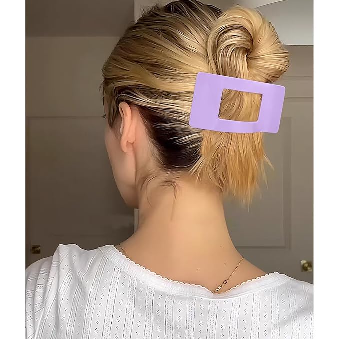 Velscrun Flat Hair Clips for Women Girls, Pink Lay Flat Claw Clips, Strong Hold Large Side Hair Clip All Hair Types, French Duck Billed Non Slip Grip Daily Styling Hair Jaw Claw Clip