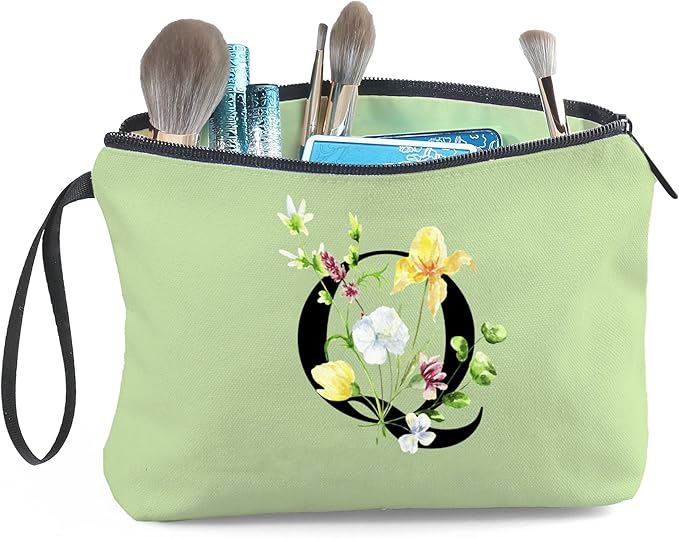 Birthday Thank You Appreciation Monogrammed Gifts for Mom Aunt Teacher Sister Friend Coworkers Bride Bridesmaid Makeup Cosmetic Bag with Mirror Mothers Day Christmas Graduation Q