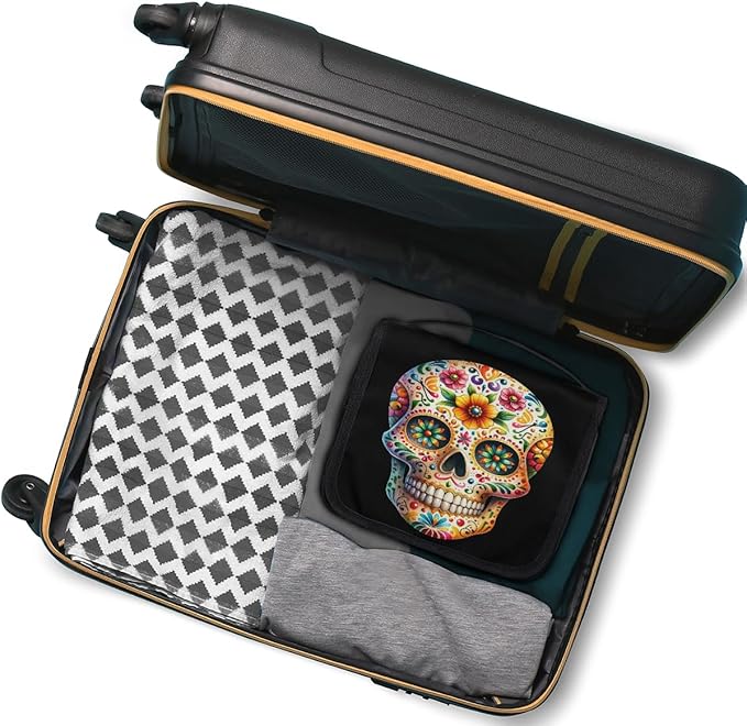 Travel Toiletry Bag for Women & Men Skull Cool Flower Hanging Cosmetic Organizer Portable Waterproof Makeup Case Make Up Bag with Compartments Travel Essentials for Bathroom Shower